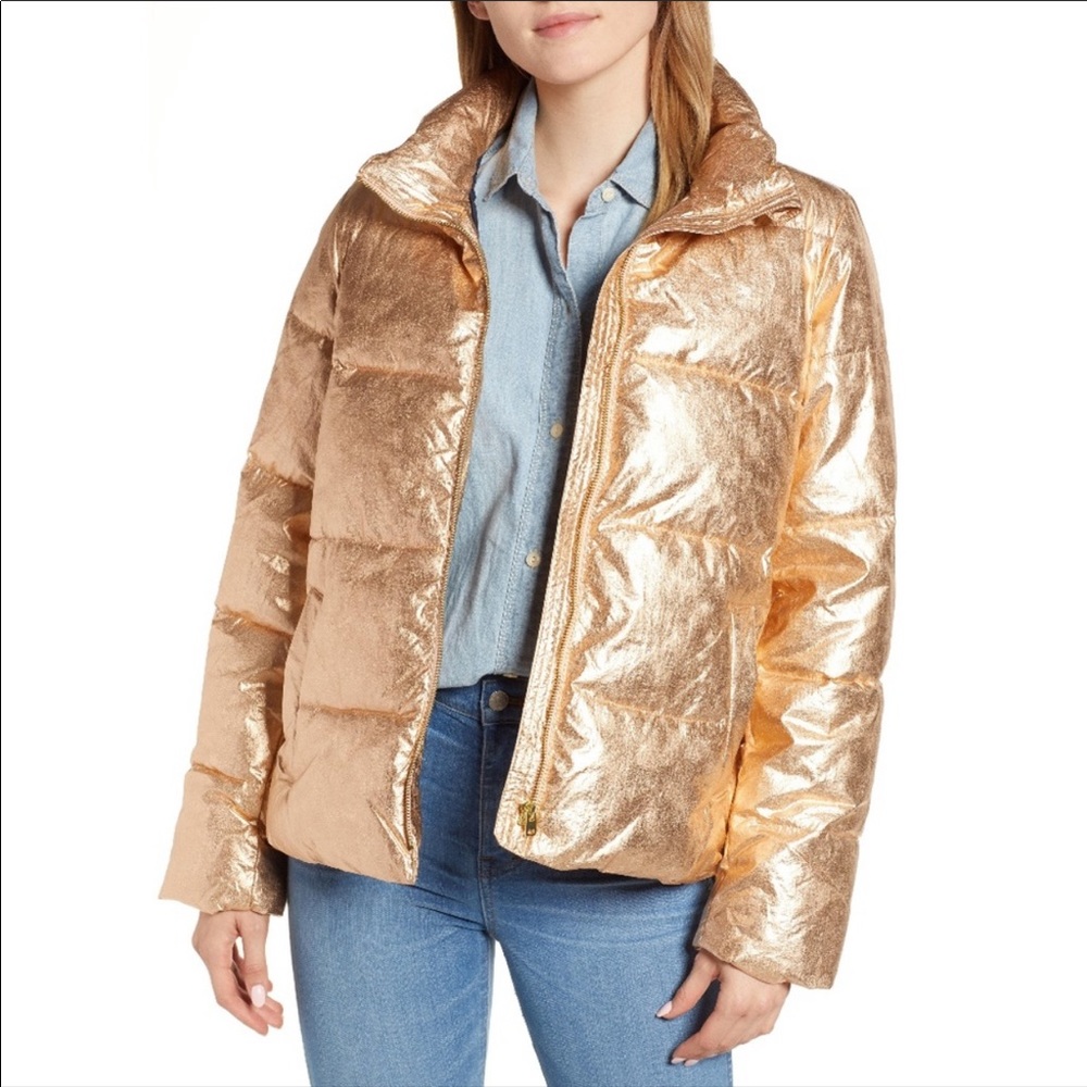 Jcrew Mettalic Gold Puffer